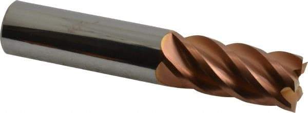 ProMax - 3/4", 1-5/8" LOC, 3/4" Shank Diam, 4" OAL, 5 Flute, Solid Carbide Square End Mill - Single End, TiCN Finish, Spiral Flute, 40° Helix, Centercutting, Right Hand Cut, Right Hand Flute, Series 112 - Americas Industrial Supply
