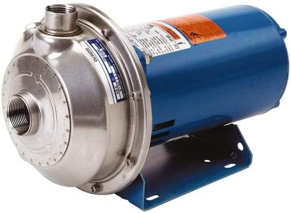 Goulds Pumps - TEFC Motor, 208-230/460 Volt, 9.8/4.9 Amp, 3 Phase, 3 HP, 3500 RPM, 316L Stainless Steel Straight Pump - 1-1/4 Inch Inlet, 1 Inch Outlet, 67 Max Head psi, 316L Stainless Steel Impeller, Carbon Ceramic Buna Seal, 155 Ft. Shut Off - Americas Industrial Supply