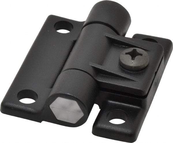 80/20 Inc. - 2-1/2" Long x 2-1/4" Wide x 0.77" Thick, Adjustable Hinge - Black Acetal - Americas Industrial Supply