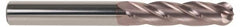 SGS - 5/8" Diam, 2-1/4" LOC, 4 Flute Solid Carbide Ball End Mill - TiCN Finish, Single End, 5" OAL, 5/8" Shank Diam, Spiral Flute - Americas Industrial Supply