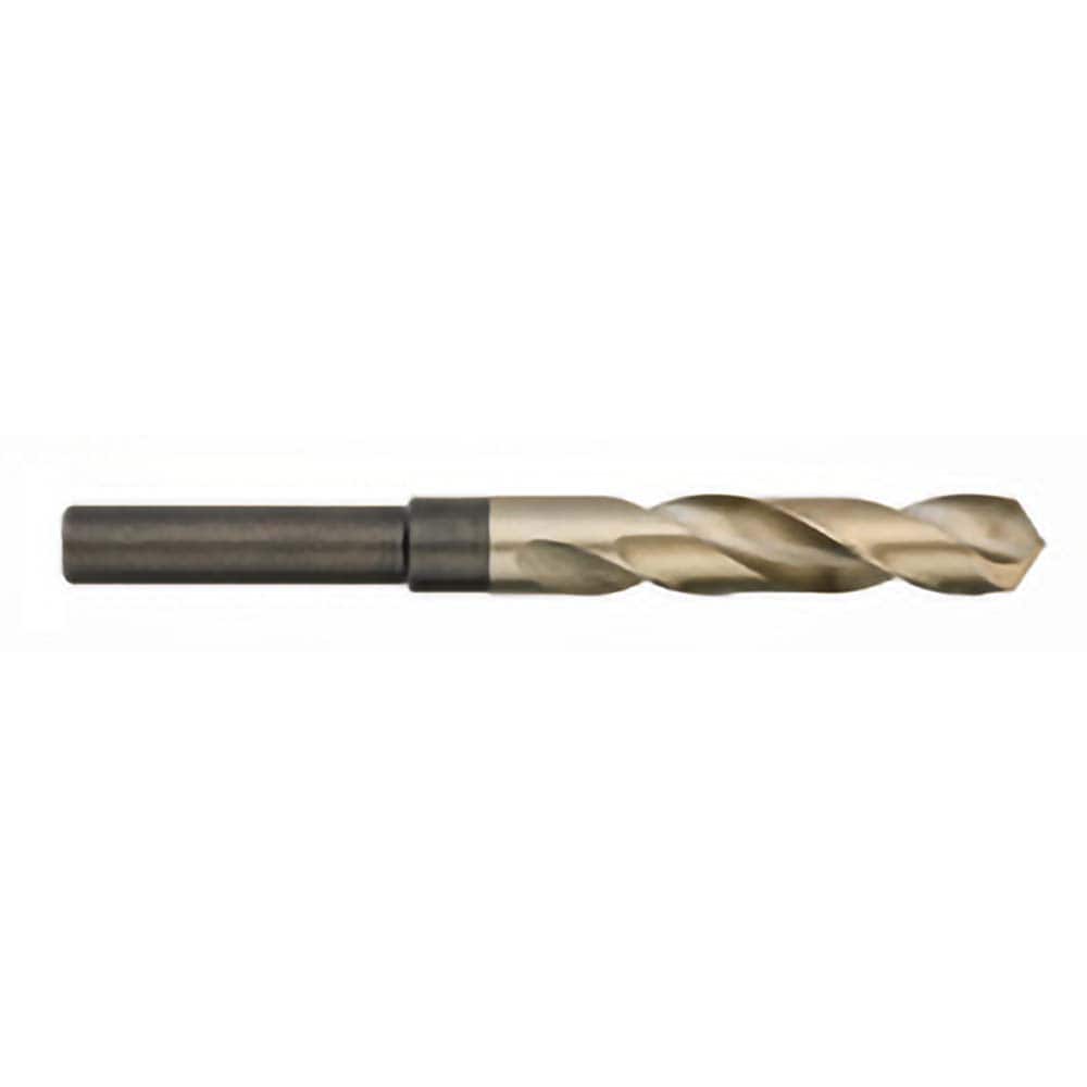 Reduced Shank Drill Bit: 35/64'' Dia, 1/2'' Shank Dia, 135  ™, Cobalt 6'' OAL, 3'' Flute Length, Bright/Uncoated Finish, Reduced Shank, Series 622