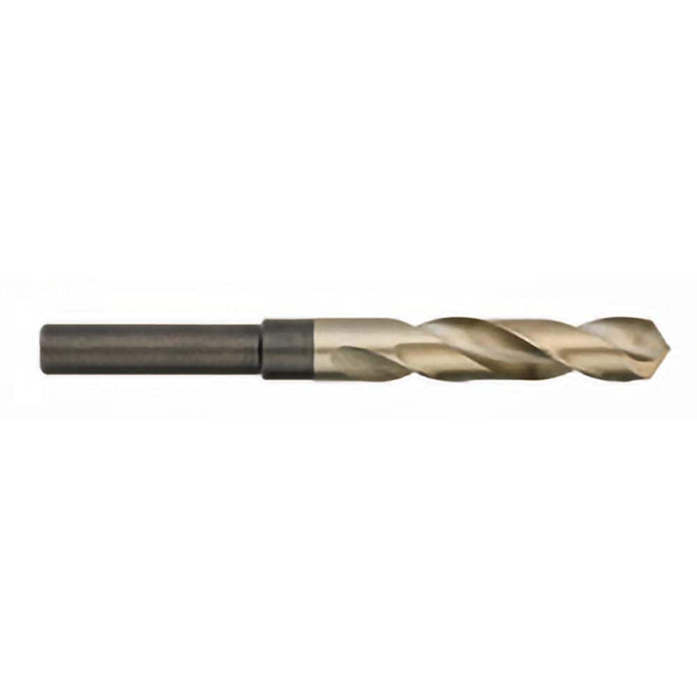 Reduced Shank Drill Bit: 55/64'' Dia, 1/2'' Shank Dia, 135  ™, Cobalt 6'' OAL, 3'' Flute Length, Bright/Uncoated Finish, Reduced Shank, Series 622