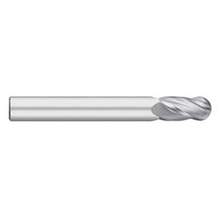 Titan USA - Ball End Mills; Mill Diameter (Inch): 1/8 ; Mill Diameter (Decimal Inch): 0.1250 ; Number of Flutes: 4 ; Length of Cut (Inch): 3/4 ; Length of Cut (Decimal Inch): 0.7500 ; Material: Solid Carbide - Exact Industrial Supply