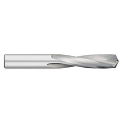 Screw Machine Length Drill Bit: 0.2813″ Dia, 135 °, Solid Carbide Bright/Uncoated, Right Hand Cut, Spiral Flute, Straight-Cylindrical Shank