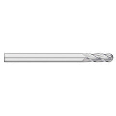Titan USA - Ball End Mills; Mill Diameter (Inch): 1/8 ; Mill Diameter (Decimal Inch): 0.1250 ; Number of Flutes: 4 ; Length of Cut (Inch): 1 ; Length of Cut (Decimal Inch): 1.0000 ; Material: Solid Carbide - Exact Industrial Supply