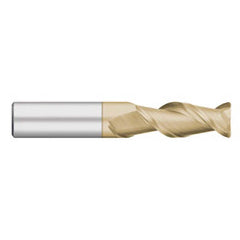 Corner Radius End Mill: 1/4″ Dia, 3/4″ LOC, 0.02″ Radius, 2 Flutes, Solid Carbide 2-1/2″ OAL, 1/4″ Shank Dia, 45 ° Helix, ZrN Coated, Corner Radius End, Centercutting