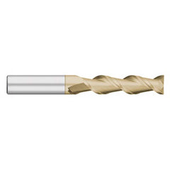 Square End Mill: 1/2'' Dia, 2'' LOC, 1/2'' Shank Dia, 4'' OAL, 2 Flutes, Solid Carbide Single End, ZrN Finish, Upcut Flute, 45 ° Helix, Centercutting, RH Cut, RH Flute