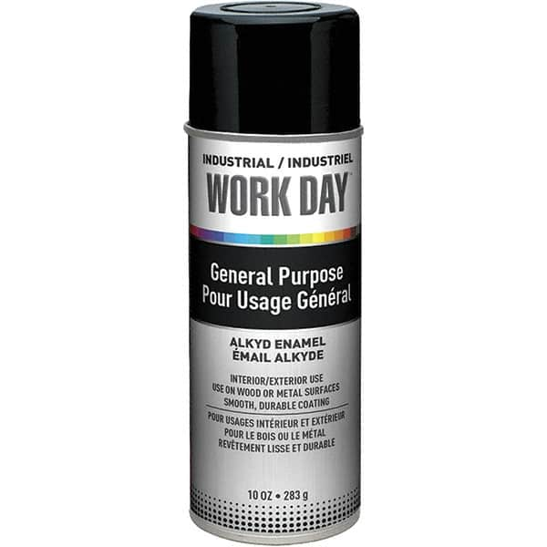 Krylon - Black, Gloss, Enamel Spray Paint - 9 to 13 Sq Ft per Can, 10 oz Container, Use on Ceramics, Glass, Metal, Plaster, Wood - Americas Industrial Supply