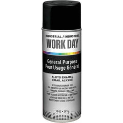 Krylon - Black, 10 oz Net Fill, Flat, Enamel Spray Paint - 9 to 13 Sq Ft per Can, 10 oz Container, Use on Ceramics, Glass, Metal, Plaster, Wood - Americas Industrial Supply