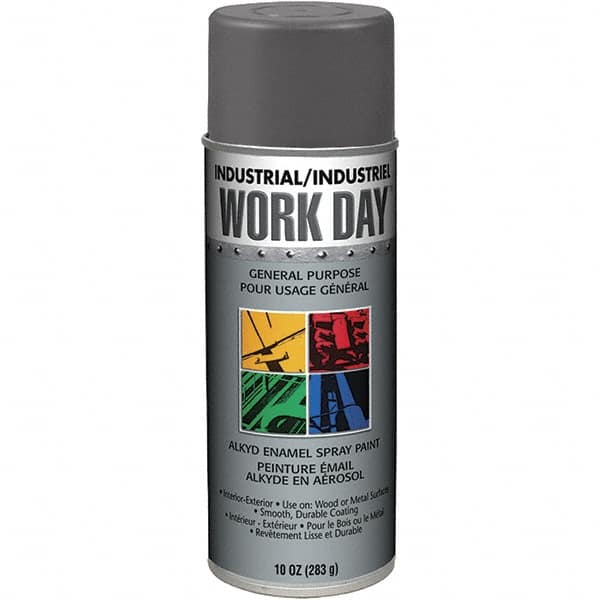 Krylon - Dark Gray, Gloss, Enamel Spray Paint - 9 to 13 Sq Ft per Can, 10 oz Container, Use on Ceramics, Glass, Metal, Plaster, Wood - Americas Industrial Supply