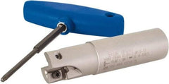 Iscar - 1" Cut Diam, 0.472" Max Depth of Cut, 1" Shank Diam, 4" OAL, Indexable Square Shoulder Helical End Mill - H490 AN.X 12 Inserts, Weldon Shank, 90° Lead Angle, Through Coolant, Series Helido - Americas Industrial Supply