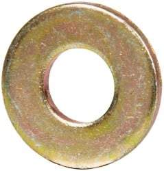 Made in USA - #10 Screw, Grade 1008/1010 Steel Standard Flat Washer - 1/4" ID x 0.562" OD, 0.06" Thick, Cadmium-Plated Finish, Meets Military Specifications - Americas Industrial Supply