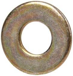Made in USA - 1/4" Screw, Grade 1008/1010 Steel Standard Flat Washer - 0.281" ID x 5/8" OD, 0.06" Thick, Cadmium-Plated Finish, Meets Military Specifications - Americas Industrial Supply