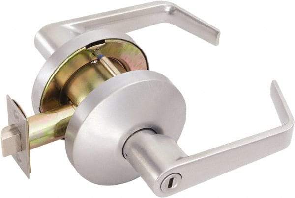Falcon - Medium Duty Privacy Lever Lockset - 2-3/4" Back Set, Satin Chrome Finish - Americas Industrial Supply