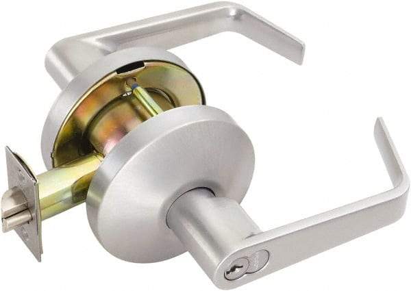 Falcon - Medium Duty Classroom Lever Lockset - 2-3/4" Back Set, For Best/ Falcon I/C-Core Cylinder, Satin Chrome Finish - Americas Industrial Supply
