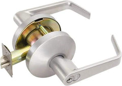 Falcon - Medium Duty Storeroom Lever Lockset - 2-3/4" Back Set, For Best/ Falcon I/C-Core Cylinder, Satin Chrome Finish - Americas Industrial Supply