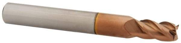 Accupro - 7mm, 12mm LOC, 8mm Shank Diam, 63mm OAL, 4 Flute, Solid Carbide Square End Mill - Single End, TiCN Finish, Spiral Flute, 40° Helix, Centercutting, Right Hand Cut, Right Hand Flute - Americas Industrial Supply