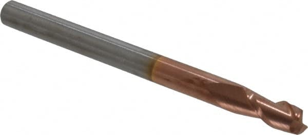 Accupro - 4mm, 8mm LOC, 4mm Shank Diam, 50mm OAL, 2 Flute, Solid Carbide Square End Mill - Single End, TiCN Finish, Spiral Flute, 40° Helix, Centercutting, Right Hand Cut, Right Hand Flute - Americas Industrial Supply