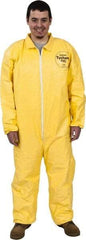 Dupont - Size 2XL PE Film Chemical Resistant Coveralls - Yellow, Zipper Closure, Elastic Cuffs, Elastic Ankles, Serged Seams - Americas Industrial Supply
