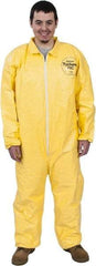 Dupont - Size 3XL PE Film Chemical Resistant Coveralls - Yellow, Zipper Closure, Elastic Cuffs, Elastic Ankles, Serged Seams - Americas Industrial Supply