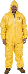 Dupont - Size 3XL PE Film Chemical Resistant Coveralls - Yellow, Zipper Closure, Elastic Cuffs, Elastic Ankles, Serged Seams - Americas Industrial Supply