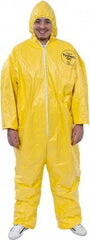 Dupont - Size 4XL PE Film Chemical Resistant Coveralls - Yellow, Zipper Closure, Elastic Cuffs, Elastic Ankles, Serged Seams - Americas Industrial Supply