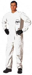 Dupont - Size 3XL Saranex Chemical Resistant Coveralls - White, Zipper Closure, Elastic Cuffs, Elastic Ankles, Bound Seams - Americas Industrial Supply