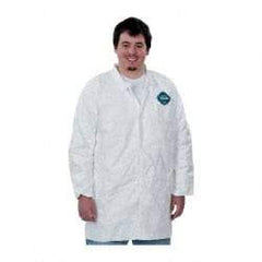 Dupont - Size 3XL White Disposable Chemical Resistant Lab Coat - Tyvek, Snap Front, Open Cuff - Americas Industrial Supply