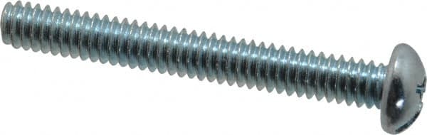 Value Collection - 1/4-20 UNC, 2" Length Under Head Slotted/Phillips Drive Machine Screw - Round Head, Grade J82 Steel, Zinc-Plated Finish, Without Washer - Americas Industrial Supply