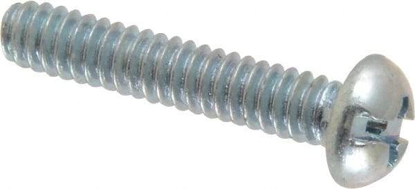 Value Collection - #10-24 UNC, 1" Length Under Head Slotted/Phillips Drive Machine Screw - Round Head, Grade J82 Steel, Zinc-Plated Finish, Without Washer - Americas Industrial Supply