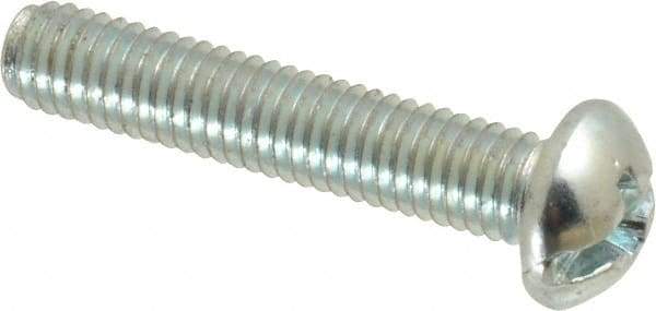 Value Collection - #10-32 UNF, 1" Length Under Head Slotted/Phillips Drive Machine Screw - Round Head, Grade J82 Steel, Zinc-Plated Finish, Without Washer - Americas Industrial Supply