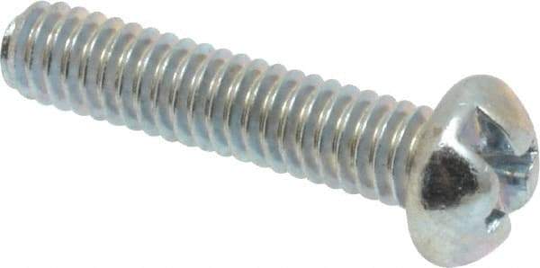 Made in USA - #8-32 UNC, 3/4" Length Under Head Slotted/Phillips Drive Machine Screw - Round Head, Grade J82 Steel, Zinc-Plated Finish, Without Washer - Americas Industrial Supply