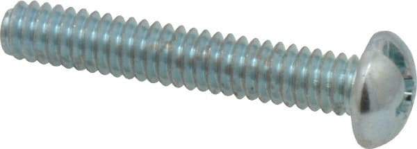 Value Collection - 1/4-20 UNC, 1-1/2" Length Under Head Slotted/Phillips Drive Machine Screw - Round Head, Grade J82 Steel, Zinc-Plated Finish, Without Washer - Americas Industrial Supply