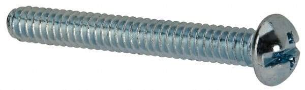 Value Collection - #10-24 UNC, 1-1/2" Length Under Head Slotted/Phillips Drive Machine Screw - Round Head, Grade J82 Steel, Zinc-Plated Finish, Without Washer - Americas Industrial Supply