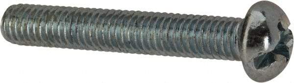 Made in USA - #10-32 UNF, 1-1/4" Length Under Head Slotted/Phillips Drive Machine Screw - Round Head, Grade J82 Steel, Zinc-Plated Finish, Without Washer - Americas Industrial Supply