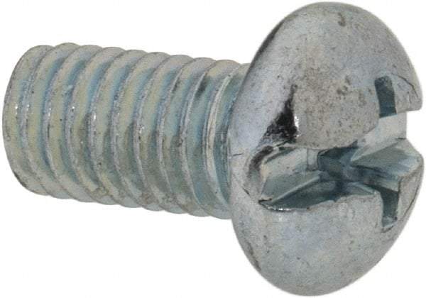 Value Collection - #10-32 UNF, 3/8" Length Under Head Slotted/Phillips Drive Machine Screw - Round Head, Grade 2 Steel, Zinc-Plated Finish, Without Washer - Americas Industrial Supply