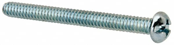 Value Collection - #6-32 UNC, 1-1/2" Length Under Head Slotted/Phillips Drive Machine Screw - Round Head, Grade J82 Steel, Zinc-Plated Finish, Without Washer - Americas Industrial Supply
