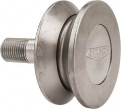 Osborn International - 2" Roller Diam x 27/32" Width, 1/2" Stud Diam x 1-1/4" Length, V Grooved Concentric Stud - Steel, 5/8" Thread Length, 1/2-20 Thread, 2-3/32" OAL, 600 Lb Dynamic Cap - Americas Industrial Supply