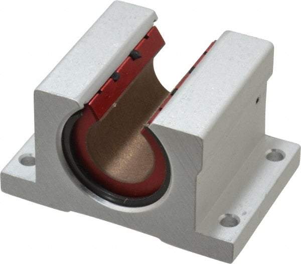 Pacific Bearing - 3/4" ID, 2-3/4" OAW x 2.063" OAL x 2.188" OAH Open Pillow Block - 1,905 Lb Static Cap, 2-3/8" Btw Mnt Hole Ctrs, 0.937" Base-to-Ctr Ht, Aluminum - Americas Industrial Supply