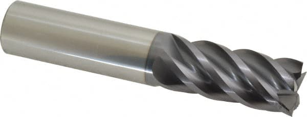 ProMax - 3/4", 1-5/8" LOC, 3/4" Shank Diam, 4" OAL, 5 Flute, Solid Carbide Square End Mill - Single End, AlTiN Finish, Spiral Flute, 40° Helix, Centercutting, Right Hand Cut, Right Hand Flute, Series 112 - Americas Industrial Supply