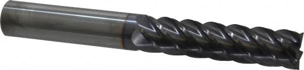 Niagara Cutter - 5/8", 2-1/2" LOC, 5/8" Shank Diam, 5" OAL, 5 Flute, Solid Carbide Square End Mill - Single End, TiAlN Finish, Spiral Flute, 45° Helix, Centercutting, Right Hand Cut, Right Hand Flute, Series S545 - Americas Industrial Supply