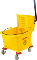 PRO-SOURCE - 31 Qt Plastic Bucket & Wringer - 22" Long x 18-1/2" High x 17" Wide, Yellow - Americas Industrial Supply