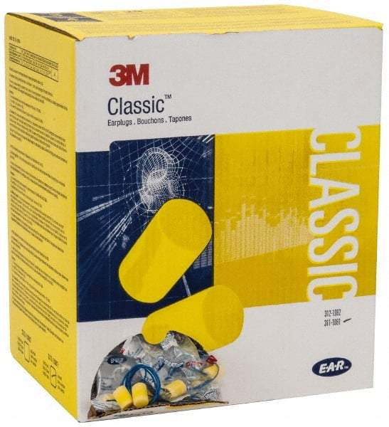 3M - Disposable, Corded, 29 dB, Barrel Earplugs - Yellow, 500 Pairs - Americas Industrial Supply
