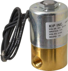 KIP - 1/4" Port, Direct Acting, Brass Solenoid Valve - Normally Closed, 110 Max PSI, Buna-N Seal - Americas Industrial Supply