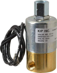KIP - 1/4" Port, Direct Acting, Brass Solenoid Valve - Normally Closed, 125 Max PSI, Buna-N Seal - Americas Industrial Supply