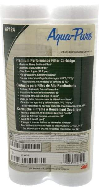 3M Aqua-Pure - 2-1/2" OD, 50µ, Cellulose Fiber Graded-Density Cartridge Filter - 9-3/4" Long, Reduces Dirt & Rust - Americas Industrial Supply