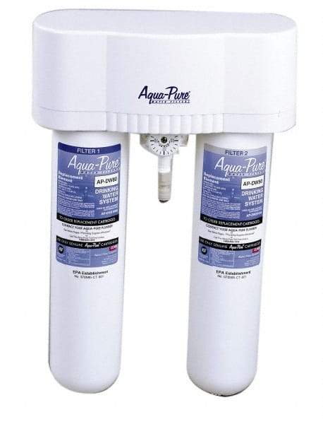 3M Aqua-Pure - 0.6 GPM Max Flow Rate, 1/4 Inch Pipe, Under Sink, Dual Filtration Water Filter System - 2 Housings, Reduces Sediment, Taste, Odor, Chlorine, VOC's, MTBE's, Lead, Cysts - Americas Industrial Supply