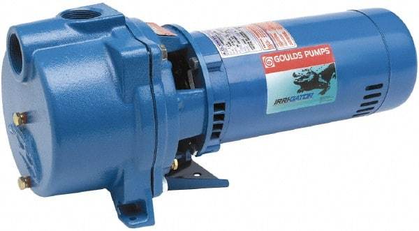 Goulds Pumps - 115/230 Volt, 14.8/7.4 Amp, 1 Phase, 3/4 HP, Self Priming Centrifugal Pump - 48J Frame, 1-1/2 Inch Inlet, 44 Head Pressure, 45 Max GPM, ODP Motor, Cast Iron Housing, Noryl Impeller, 103 Ft. Shut Off, Carbon Ceramic Mechanical Seal - Americas Industrial Supply