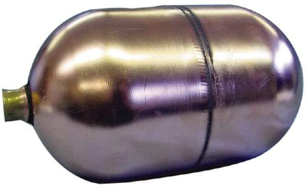 Made in USA - 6" Diam x 10" Long, Oblong, Round Spud Connection, Metal Float - 1/4" NPT Thread, Copper, 25 Max psi, 21 Gauge - Americas Industrial Supply