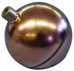 Made in USA - 12" Diam, Spherical, Round Spud Connection, Metal Float - 3/8 NPT Thread, Copper, 25 Max psi, 20 Gauge - Americas Industrial Supply